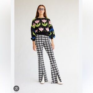 Free People Pastiche Floral Geometric Knit Sweater